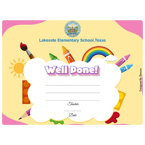 Well Done Classroom Award Certificate
